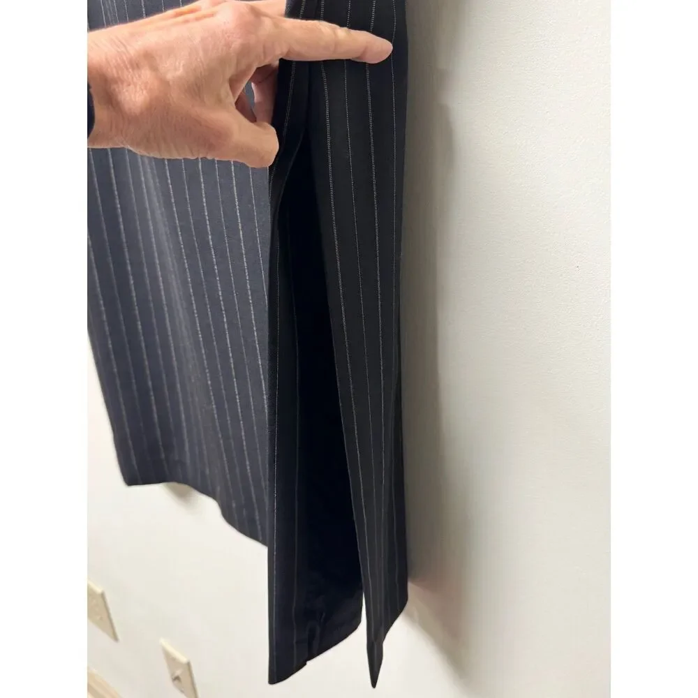 VTG - CASUAL CORNER Wool Blend Pinstripe Pencil Midi Skirt, Black/Tan, Sz 8*